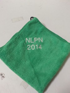 Embroidered Lettering Greens Towel