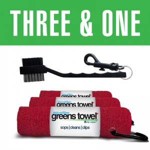 Three and One Greens Towel/club brush combination