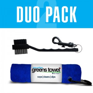 Royal Blue Greens Towel with golf club brush