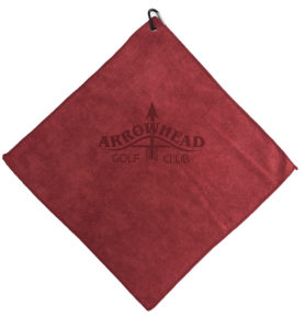Red Golf towel custom laser etch logo