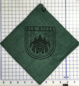 Forest Green golf towel custom laser etch logo