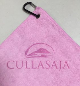 Custom Logo Laser Etch Pink Microfiber Golf Towels