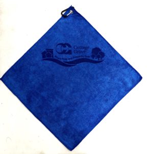 Royal Blue golf towel custom laser etch logo