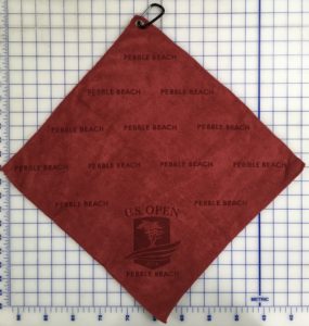 Red golf towel custom laser etch logo 
